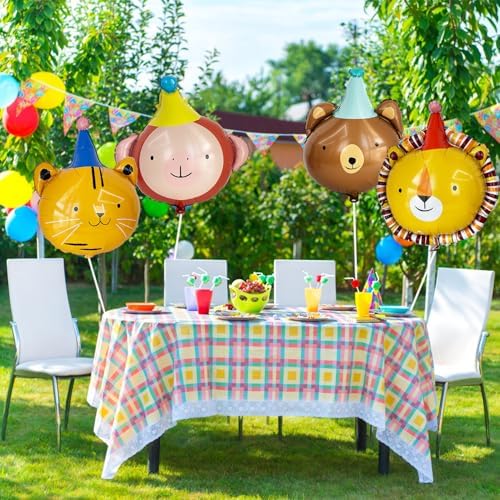 Animal Head Foil Balloon Kit with Lion Bear Monkey Cat