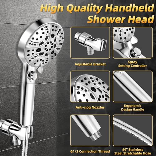 L-ife 10-Mode Handheld Shower Head with 59 Inch Hose