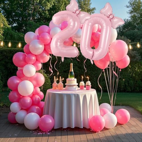 40in Number 0 Balloon with Bow Pink Birthday Decor
