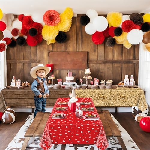 4 Pack Western Party Tablecloths with Paisley Design