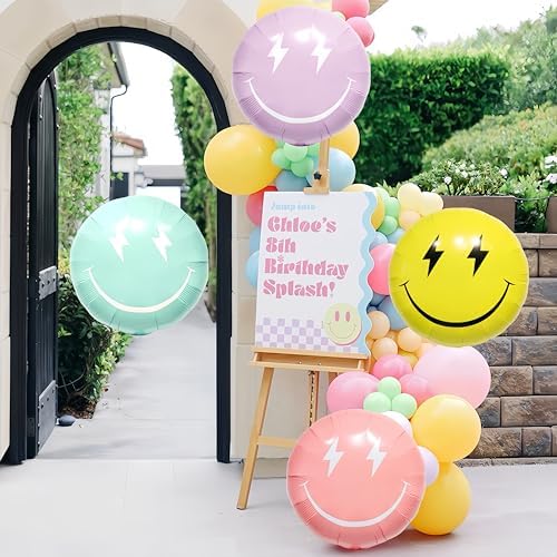 4PCS 23 Inch Purple Lightning Smile Balloons