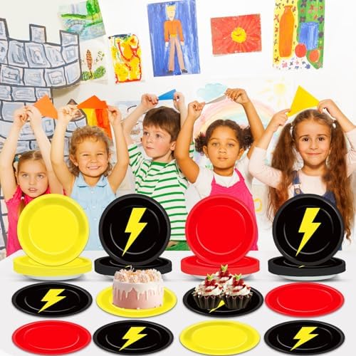 CHUNNIN 48 Pcs Cartoon Themed Plates for Kids Birthday Party