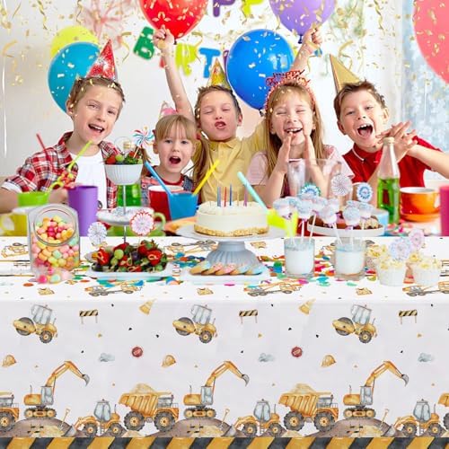 3PCS Truck Themed Birthday Tablecloths for Kids Parties