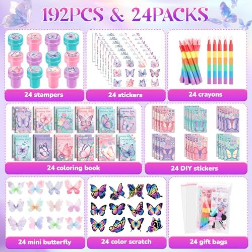 BenLouis 192Pcs Butterfly Party Favor Set