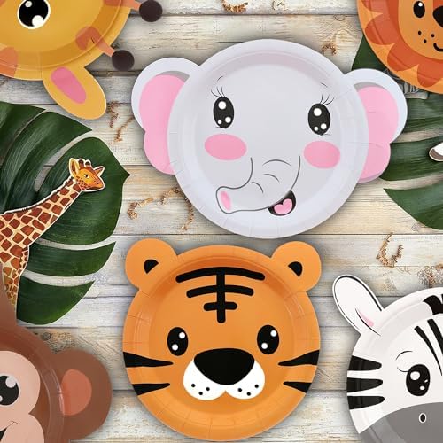 Safari Jungle Animal Shaped Paper Plates 60PCS