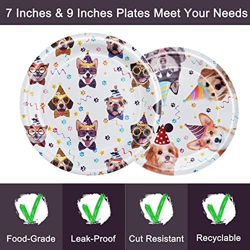 96 Pcs Dog Birthday Party Plates Napkins Forks Set