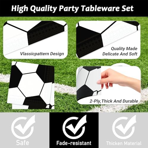 96 Pcs Soccer Themed Party Tableware Set