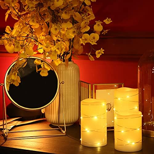 H-BLOSSOM Flameless Candles with LED Lights Set of 3