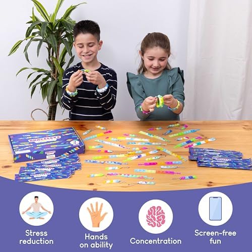 BONNYCO Pop It Bracelets Keychains 30 Pack Kids Party Favors