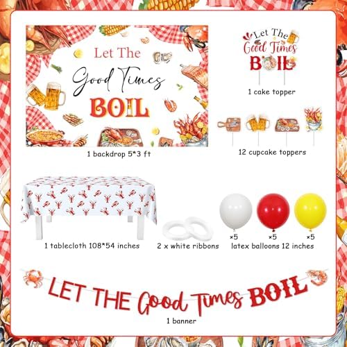 Cheereveal Seafood Party Decorations with Balloons and Toppers
