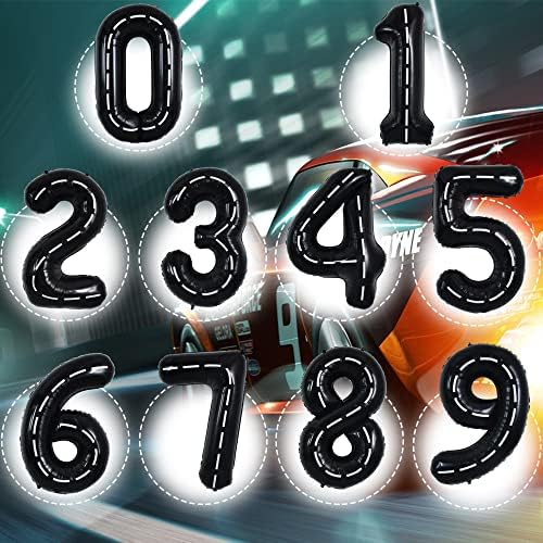 TONIFUL Race Car Black Balloons 40 Inch Number 1 Decorations