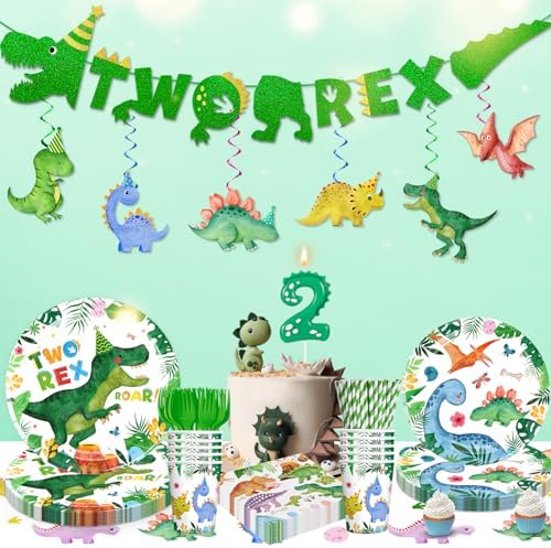 Two Rex Birthday Decorations Boy with Number Candles