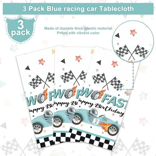 3PCS Two Fast Racing Car Birthday Tablecloths for Kids