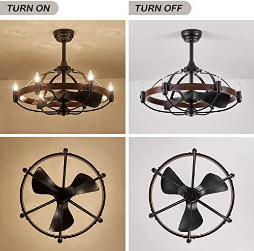 27-Inch Brown Walnut Farmhouse Ceiling Fan with Light and Remote Control