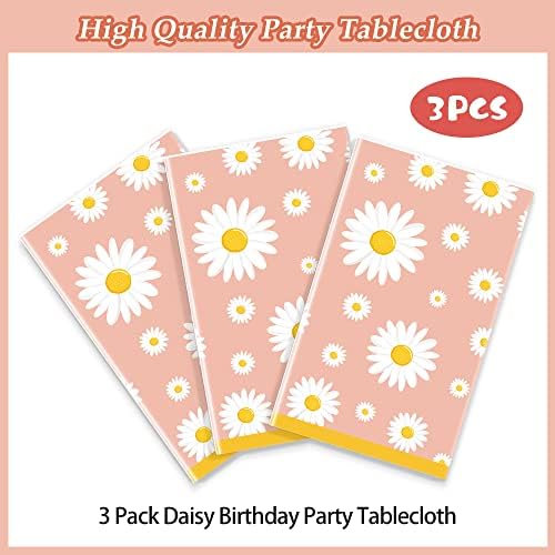 3 Pack Daisy Flower Tablecloths for Birthday Parties
