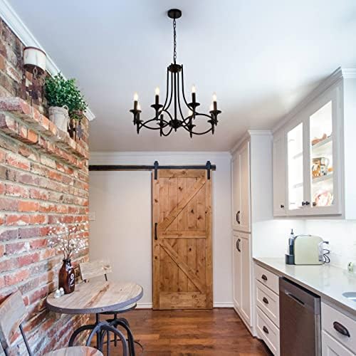Black Industrial Chandelier with 8-Light Candle Stems