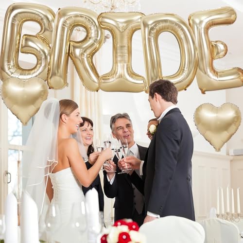 40 Inch Champagne Gold Bride Letter Balloons Set