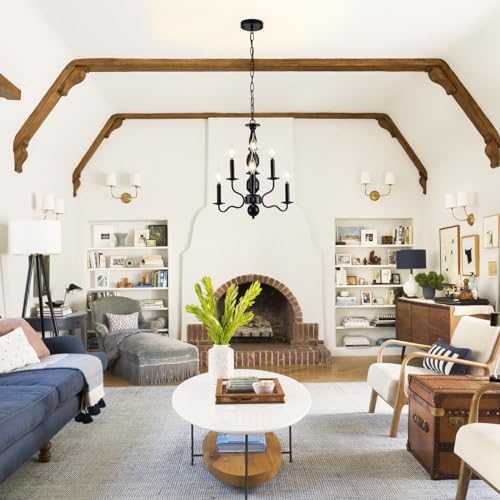 Black 6-Light Farmhouse Chandelier Pendant Light