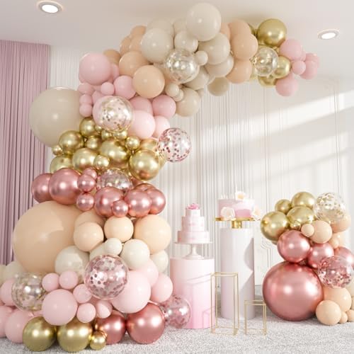 133 Pcs Rose Gold Balloon Garland Kit