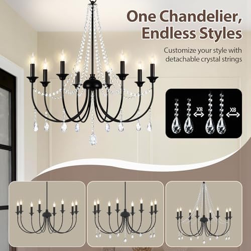 BesLowe 8-Light Crystal Chandelier Modern Farmhouse Style