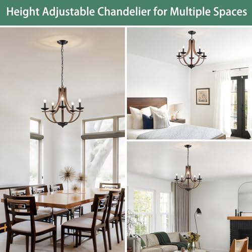 Rustic 5-Light Chandelier with Adjustable Height