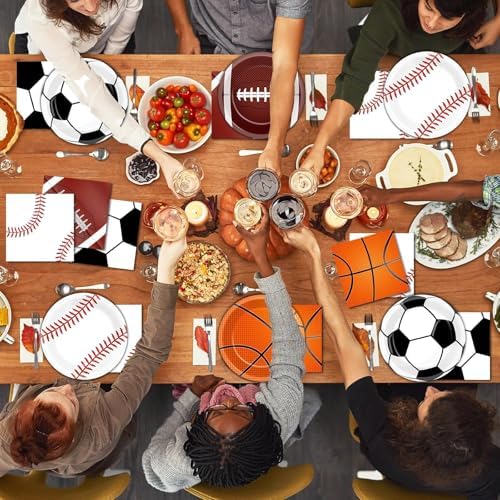96 Pcs Sports Themed Party Plates Napkins Set