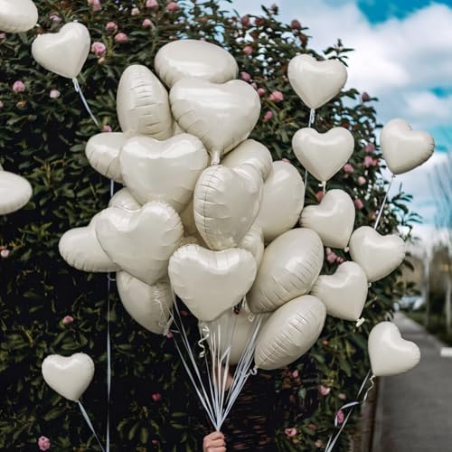 Cream Heart Balloons 19PCS for Birthday Wedding Decor
