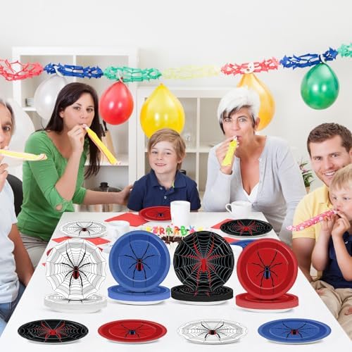 48PCS Spider Themed Birthday Plates for Kids
