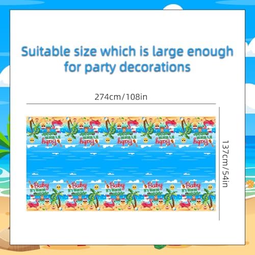 3Pcs Summer Christmas Tablecloth Set 54x108 Inch Hawaiian Print Waterproof Disposable Party Cover