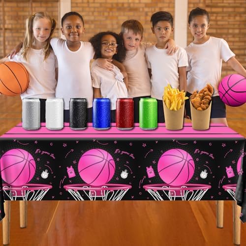 Pink Basketball Tablecloth Set for Birthday Parties