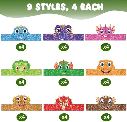Abilat 36 Piece Dinosaur Party Hats Set