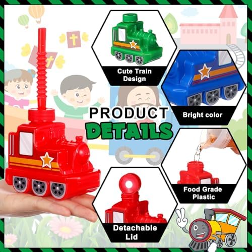 Tanlade 12 Pack Train Cups with Straws