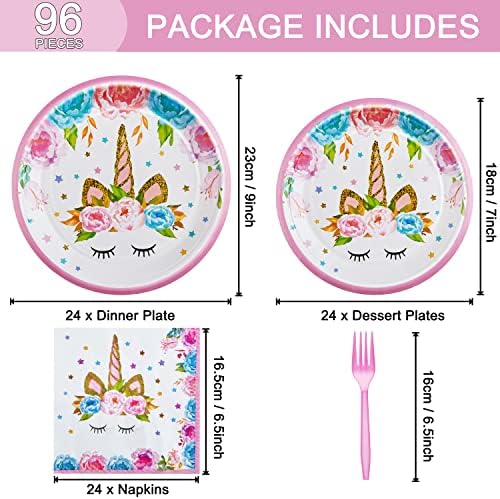 96 Pcs Horned Horse Birthday Party Tableware Set