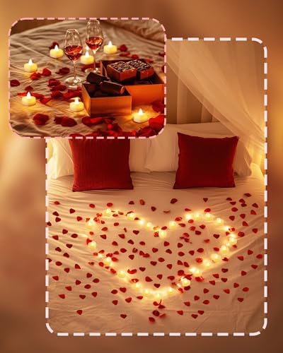 Homemory Romantic Rose Petals and LED Candles Set