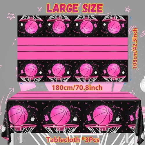 Pink Basketball Tablecloth Set for Birthday Parties