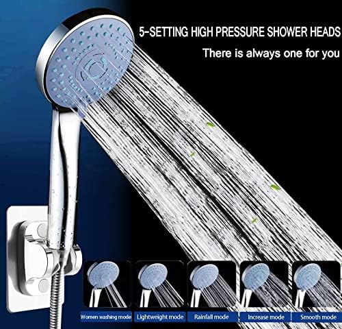Stainless Steel Shower Head with 5 Spray Settings and 60 Inch Hose