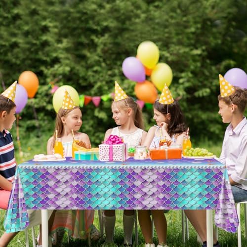 Avezano 3 Pcs Mermaid Tablecloths Silver