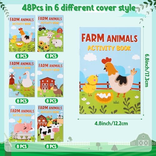 Zainpe 24Pcs Farm Animals Coloring Game Booklets