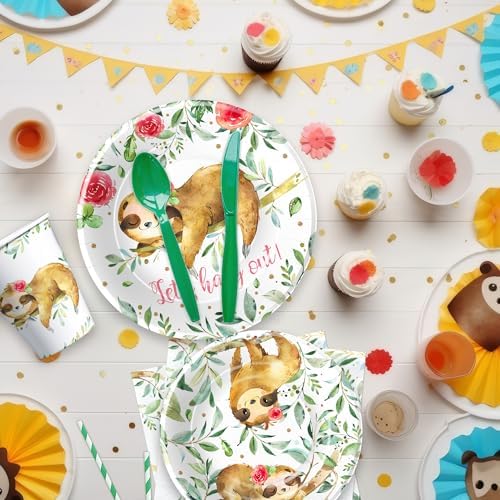 Sloth Themed Birthday Party Plates Set of 24