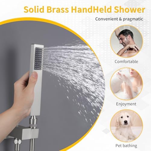 INAGE Brass Handheld Shower Head Set with 59 Hose and Swivel Bracket