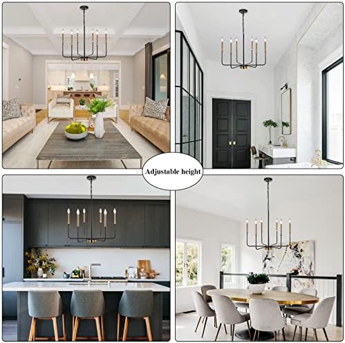 Modern Farmhouse Chandelier with 6 Lights Black and Gold