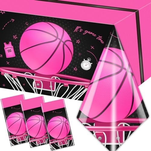 Pink Basketball Tablecloth Set for Birthday Parties