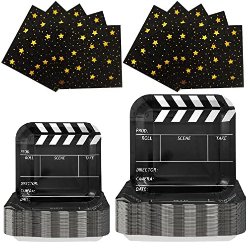 Patelai 100 Pcs Movie Night Plates and Napkins Set