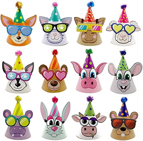 DIY Kids Party Hats and Games Kit - 12 Hats