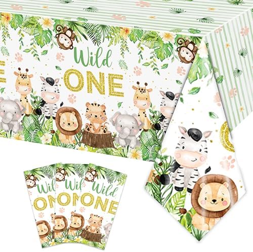 3PCS Wild One Tablecloths for Boys Baby Kids 1st Birthday Party