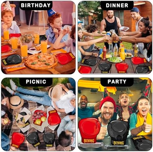 48PCS Boxing Gloves Shaped Plates Birthday Party Decor