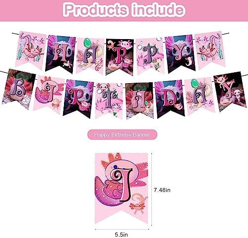 Pink Axolotl Birthday Decorations Set