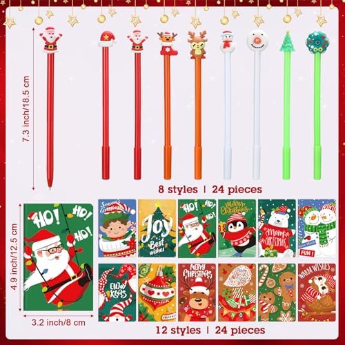 Tenceur 48 Pcs Christmas Mini Notebook Set with Pens