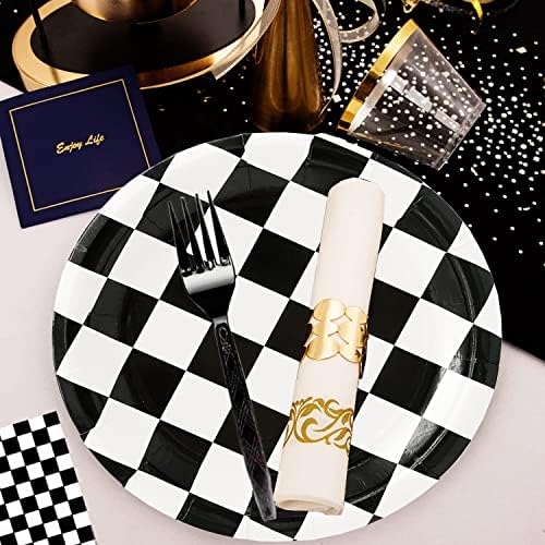 60Pcs Checkered Race Car Party Tableware Set