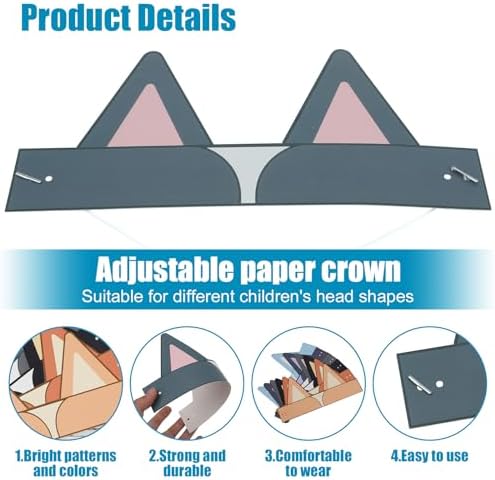 24pcs Paper Animal Party Hats with Elastic Bands
